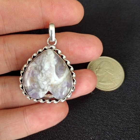 Jewelry - Silver And Stone Heart Pendant